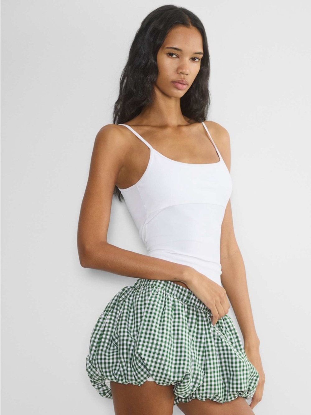Aritzia Sunday Best Green Gingham Bubble Shorts small NWT!